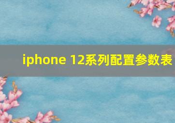 iphone 12系列配置参数表